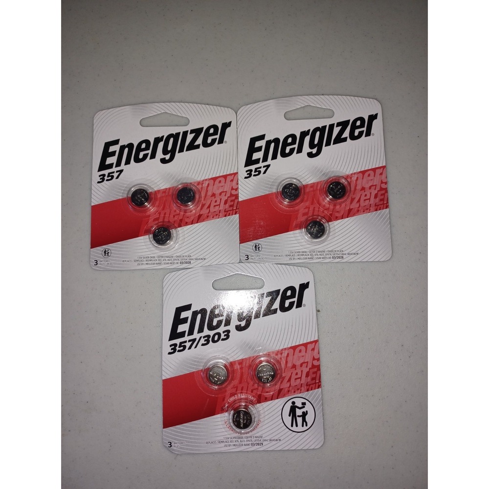 9 Energizer 357/303 Battery Silver Oxide Coin Cell